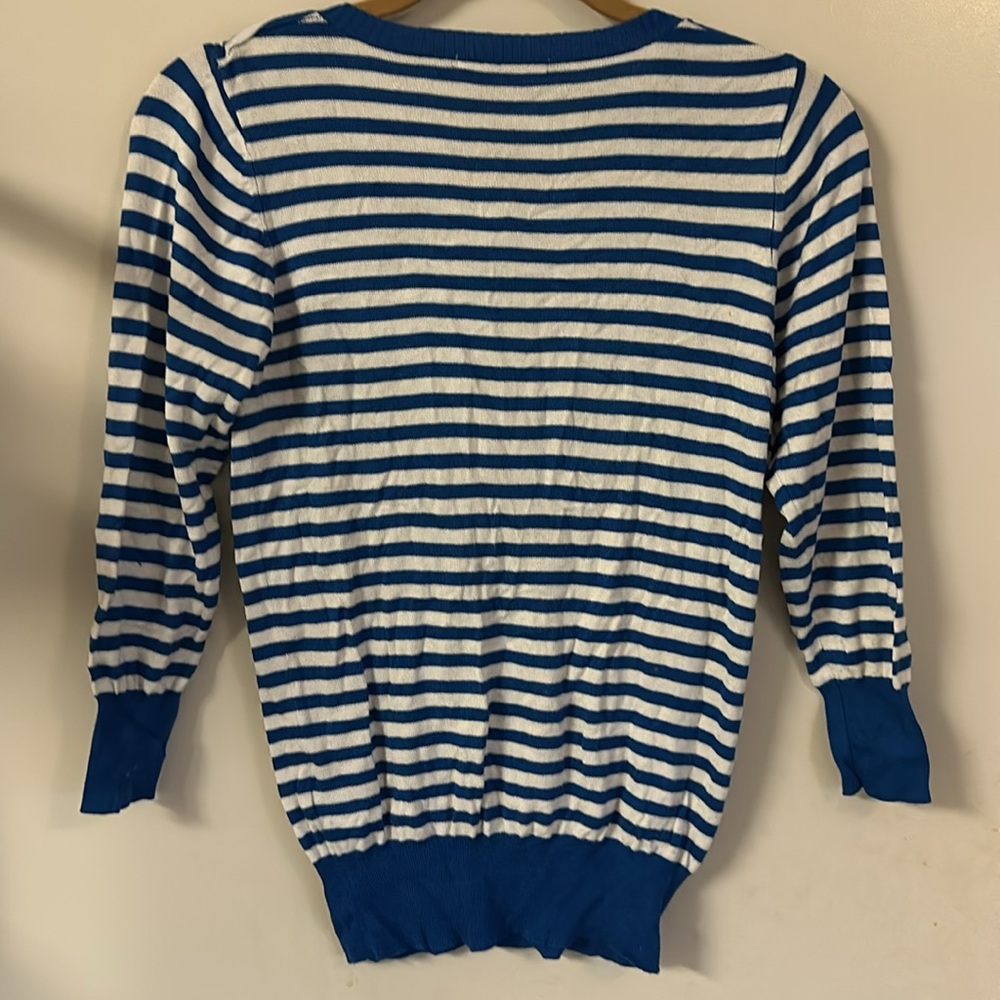 Royal blue and white stripped cardigan - Picture 5 of 5